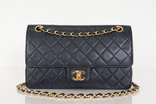 CHANEL W Flap 25 Ram Chain Shoulder Navy 0 Series Shoulder Bag