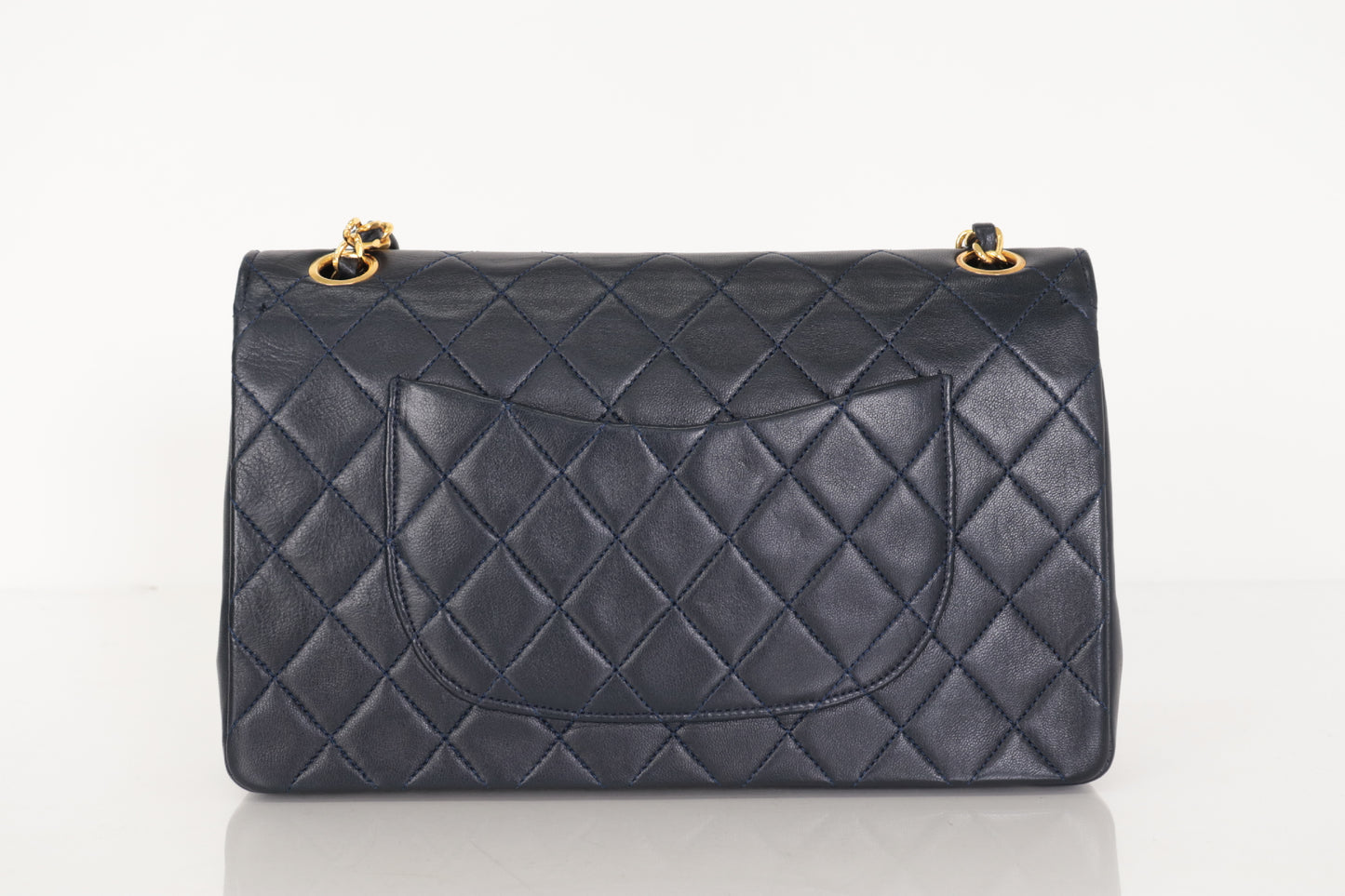 CHANEL W Flap 25 Ram Chain Shoulder Navy 0 Series Shoulder Bag