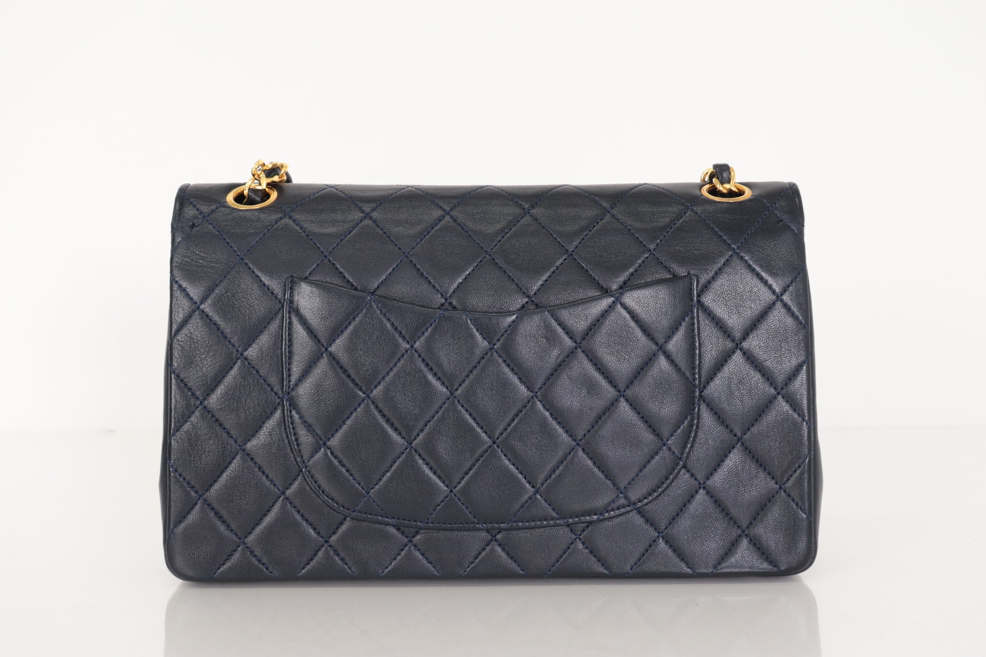 CHANEL W Flap 25 Ram Chain Shoulder Navy 0 Series Shoulder Bag