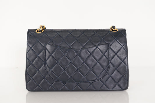 CHANEL W Flap 25 Ram Chain Shoulder Navy 0 Series Shoulder Bag