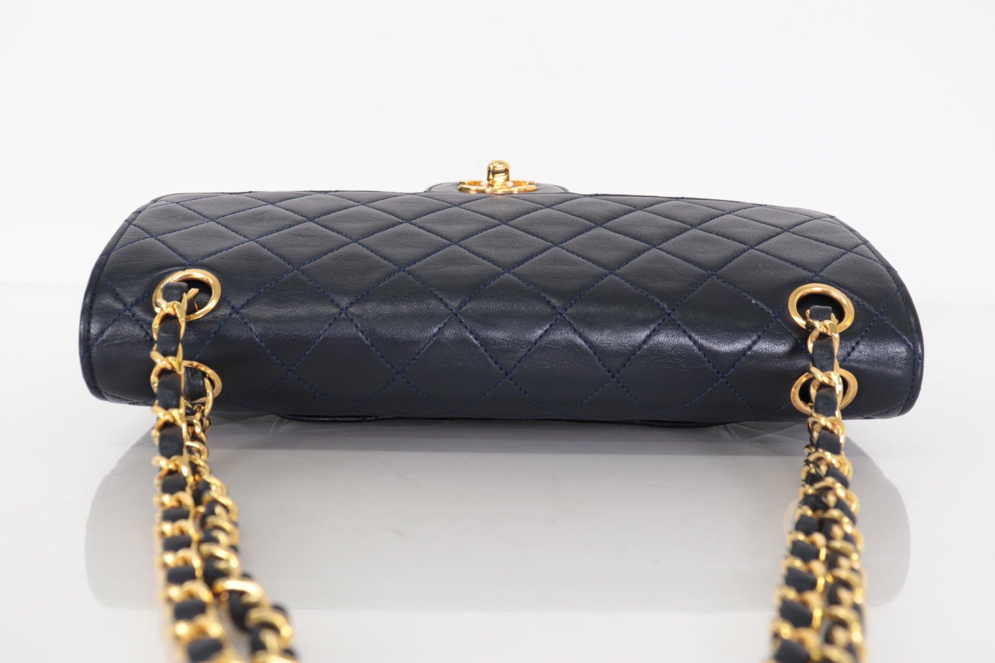 CHANEL W Flap 25 Ram Chain Shoulder Navy 0 Series Shoulder Bag