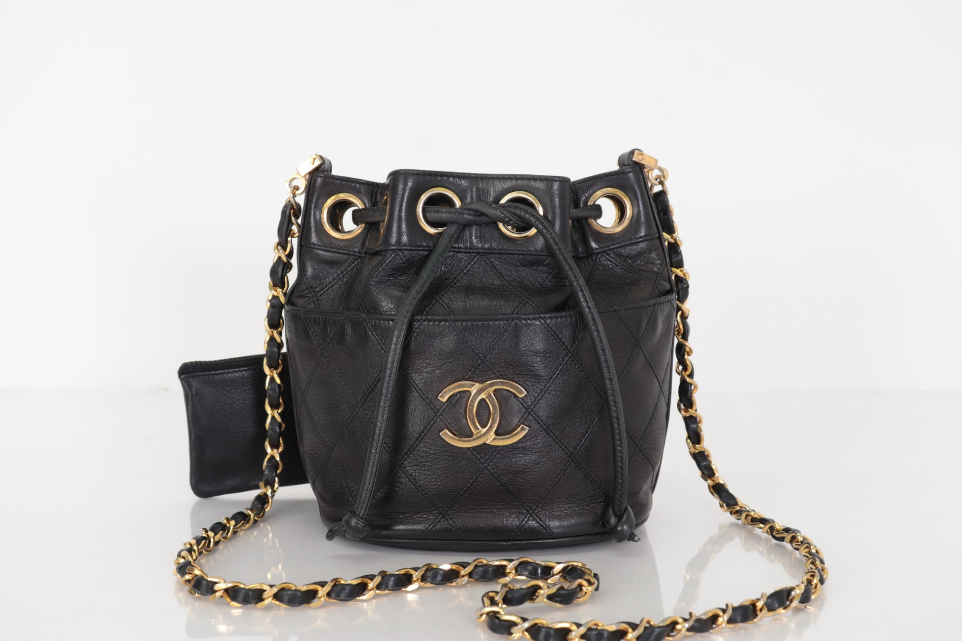 CHANEL Bicolore Ram Drawstring Chain Shoulder 2nd Generation Shoulder Bag