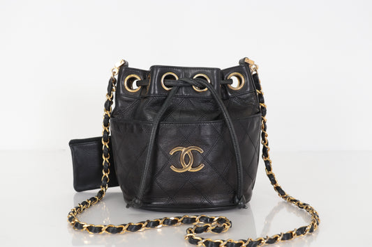 CHANEL Bicolore Ram Drawstring Chain Shoulder 2nd Generation Shoulder Bag