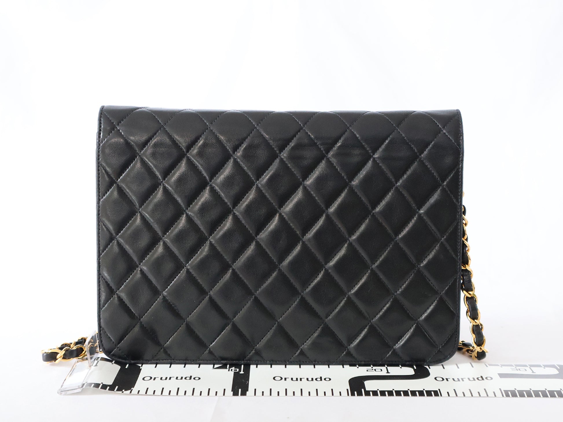 CHANEL シール有4番台 マトラッセ ラムスキン プッシュロック チェーン ショルダー ブラック ショルダーバッグ