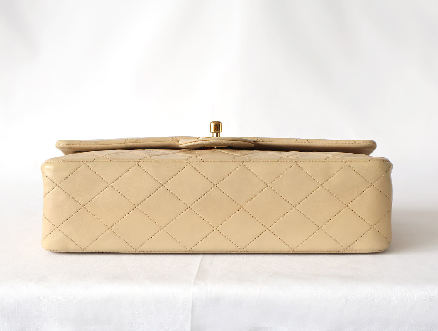 CHANEL Matlasse Lambskin W Flap W Chain Shoulder Beige Card 2nd Series Seal Mark Shoulder Bag