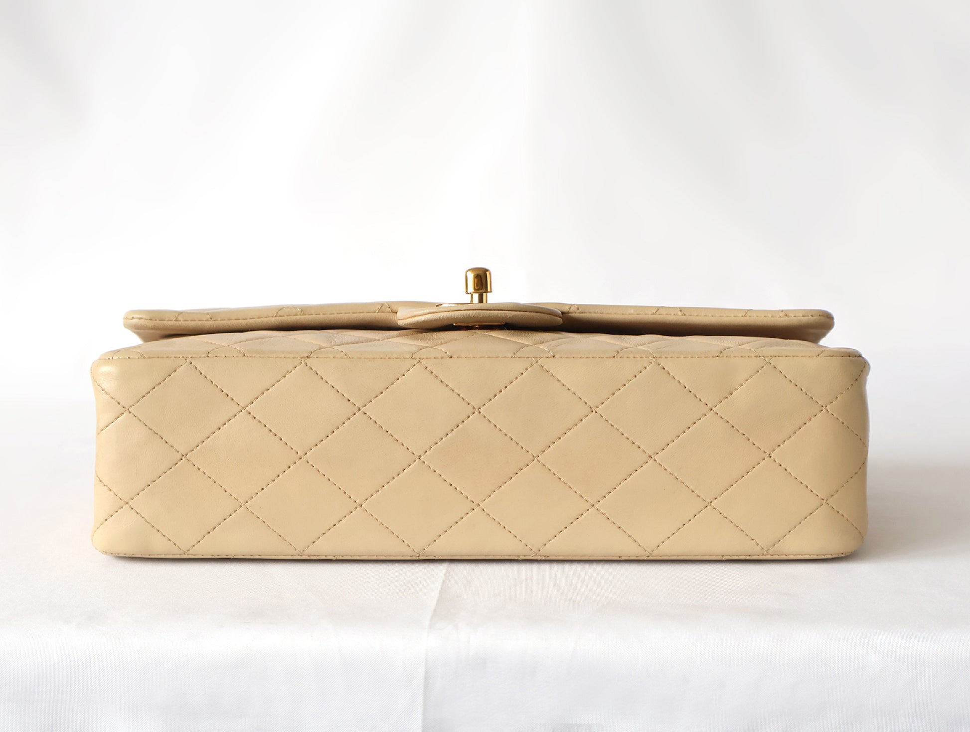 CHANEL Matlasse Lambskin W Flap W Chain Shoulder Beige Card 2nd Series Seal Mark Shoulder Bag