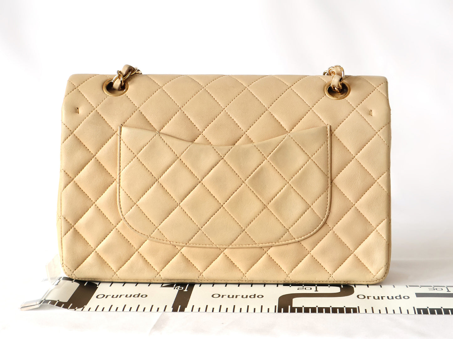 CHANEL Matlasse Lambskin W Flap W Chain Shoulder Beige Card 2nd Series Seal Mark Shoulder Bag