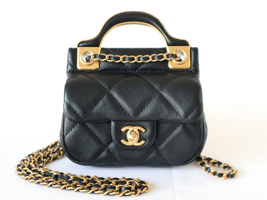 CHANEL Seal Available 31st Matlasse Lambskin Chain Shoulder Black Shoulder Bag