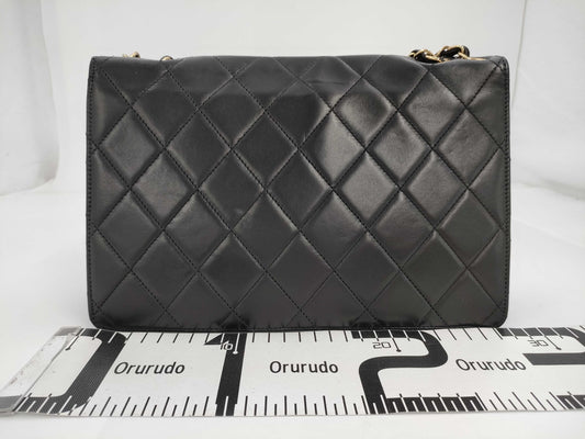 CHANEL Matrasse Lambskin Double Chain Bag Black Gold Fittings 18th Shoulder Bag