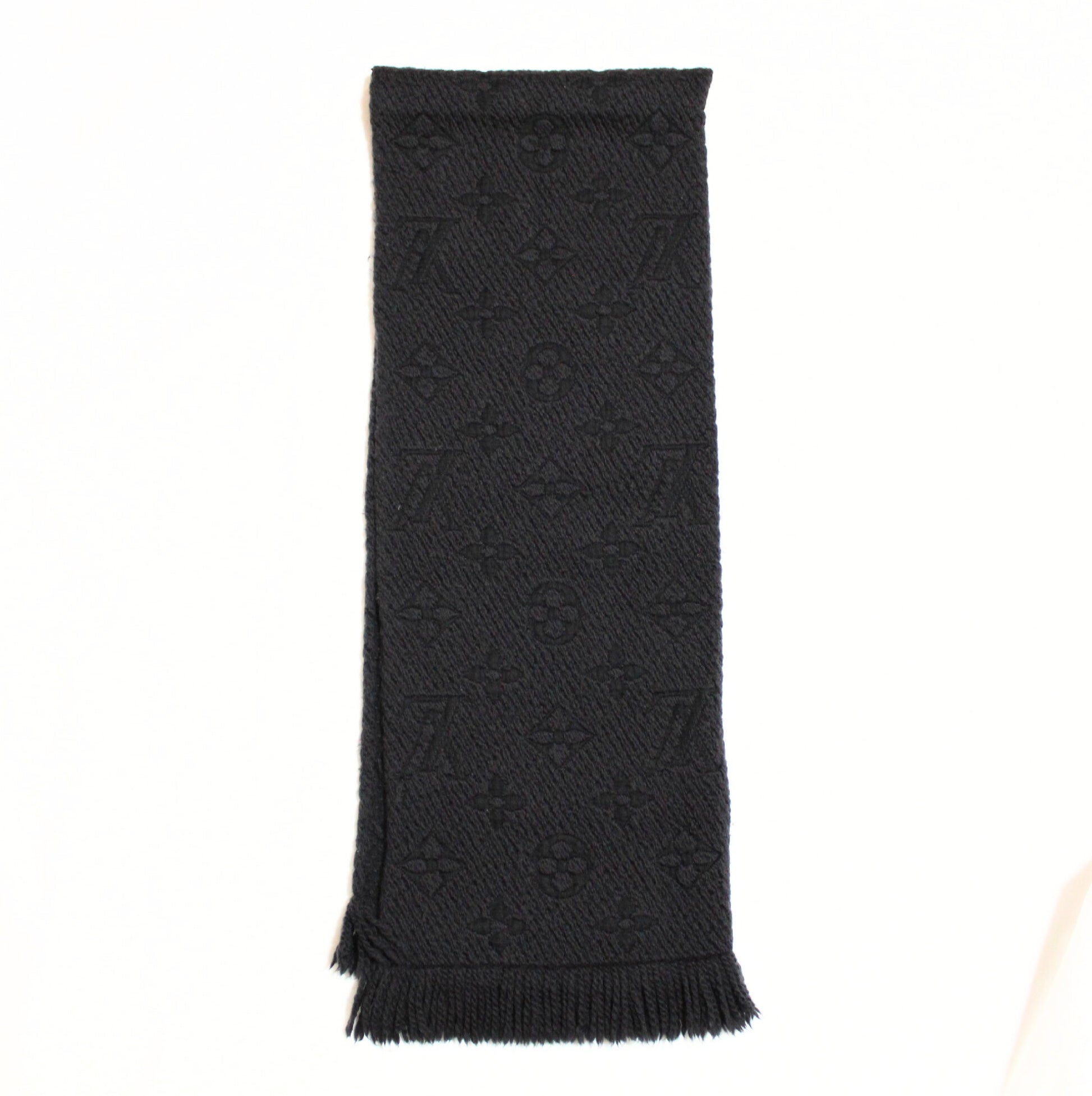 LOUIS VUITTON Vuitton Echarpe Logomania Muffler Wool Silk Black Muffler
