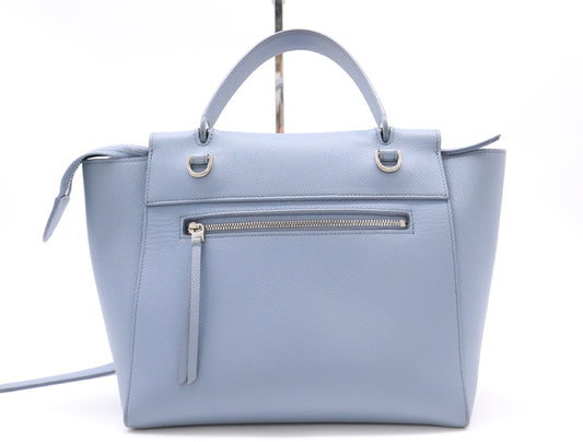 CELINE Leather Belt Bag Nano 2WAY Bag Blue Grey Handbag