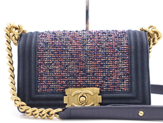 CHANEL Denim x Tweed Boy Chanel 20 Chain Shoulder Full Flap Seal 22337000 Shoulder Bag