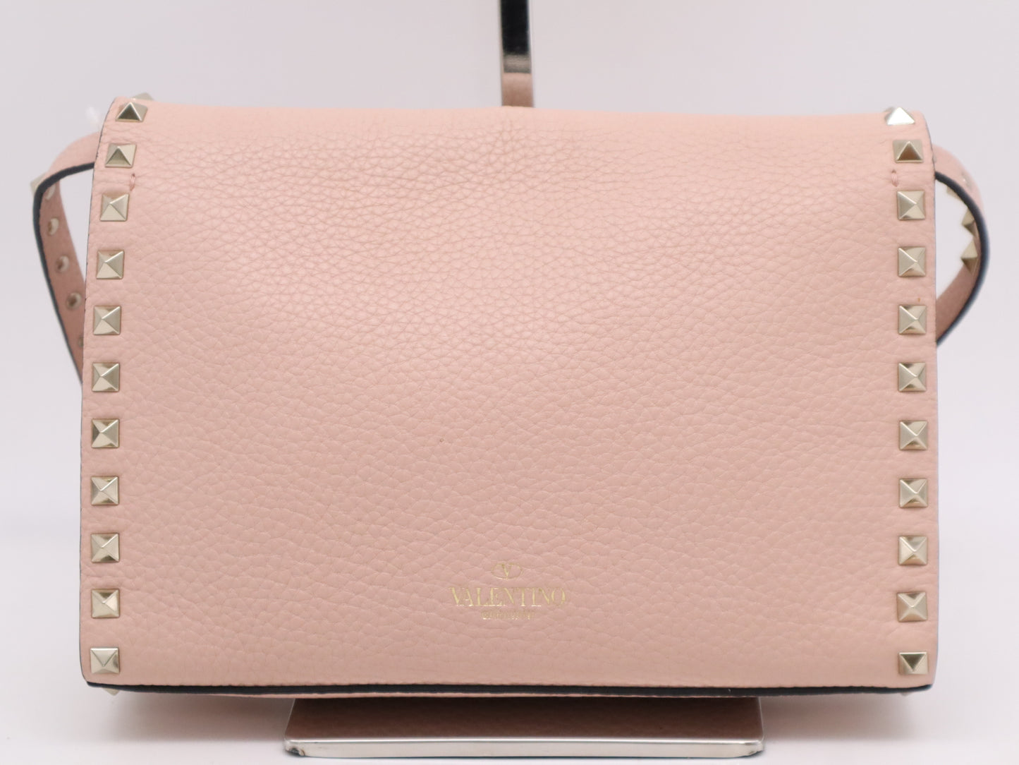 VALENTINO 4W2B0181VSF Garavani Rock Stud Leather Shoulder Bag Pink Shoulder Bag
