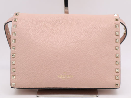 VALENTINO 4W2B0181VSF Garavani Rockstud Leather Shoulder Bag Pink