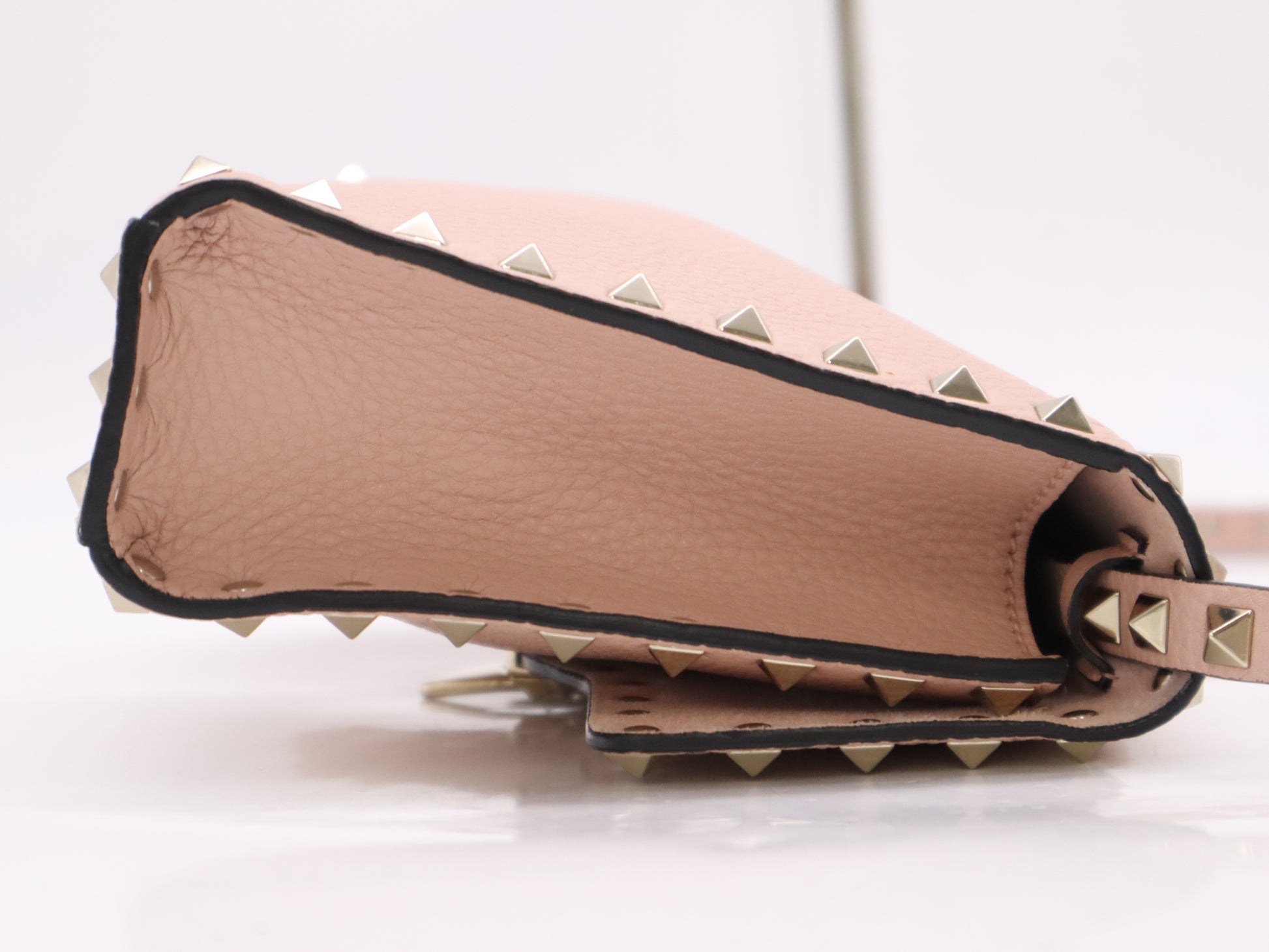 VALENTINO 4W2B0181VSF Garavani Rock Stud Leather Shoulder Bag Pink Shoulder Bag