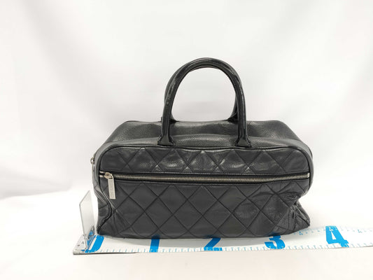 CHANEL Caviar Skin Bowling Bag Mini Boston Bag Matelasse Sterling Silver Hardware Black Seal 6206273 Boston Bag