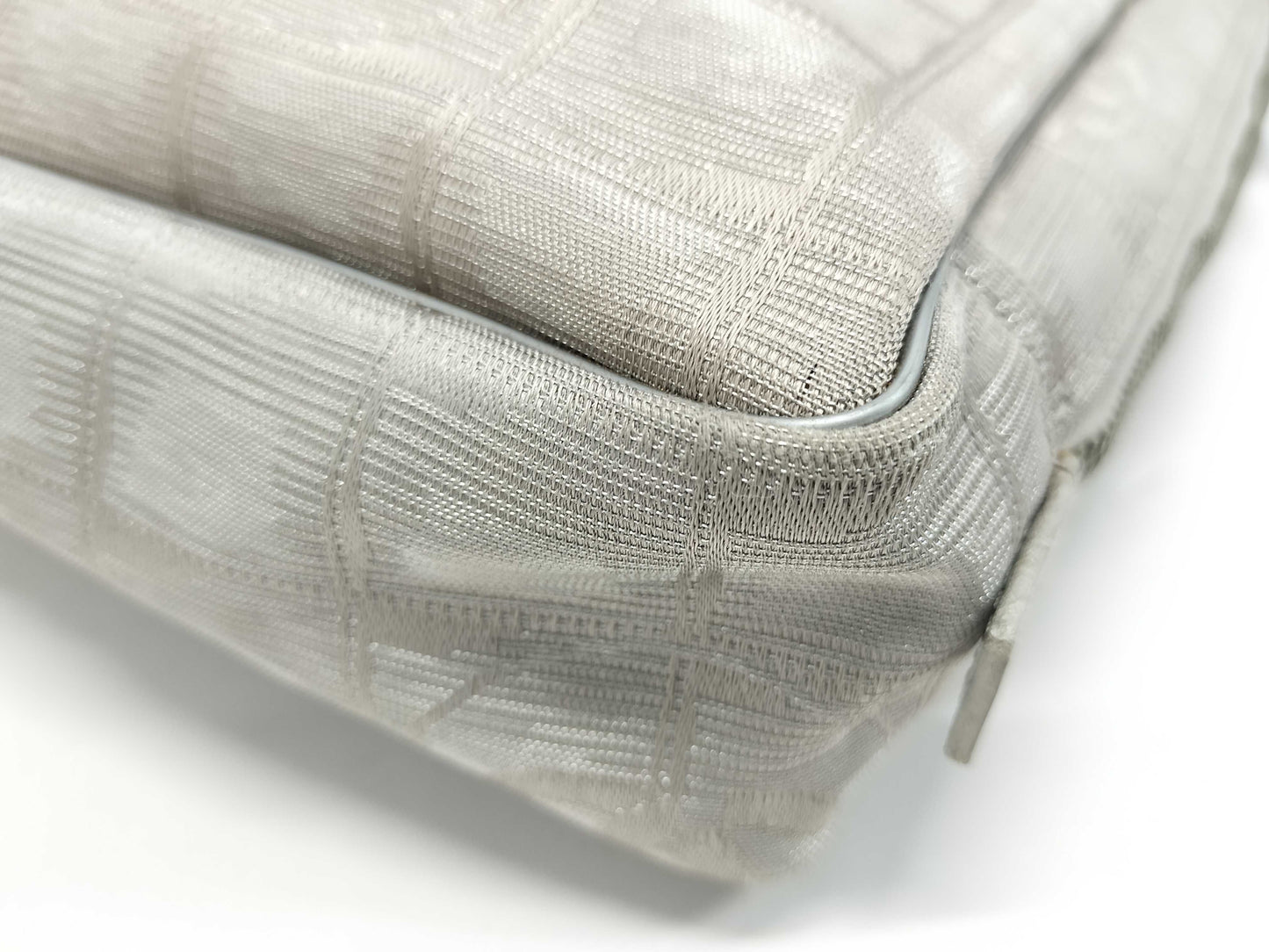 CHANEL New Travel Line Briefcase, Nylon, Silver Hardware, Gray, Seal, 8604292, Business Bag