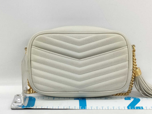 Yves Saint Laurent 612579 Leather Lou Chain Shoulder Bag in Ivory