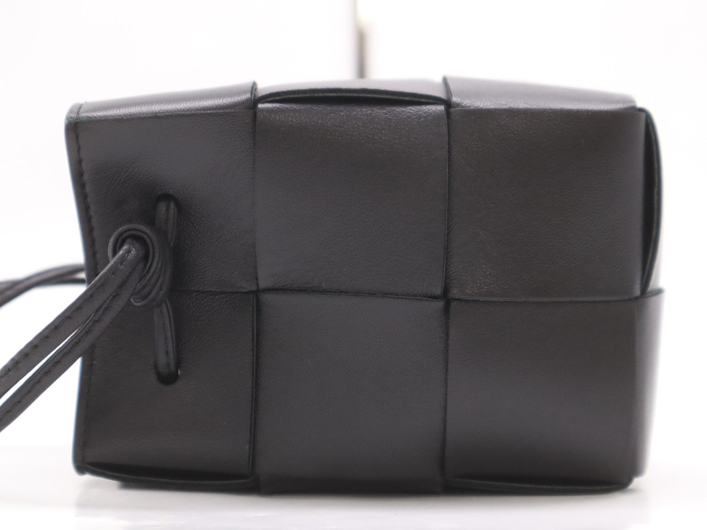 BOTTEGA VENETA Leather Intrecciato Cassette Mini Bag, Black, with Dust Bag, Shoulder Bag