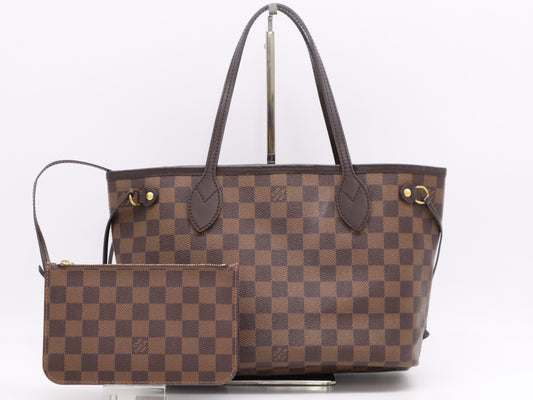 LOUIS VUITTON N41359 Damier Neverfull PM Tote Bag with Pouch