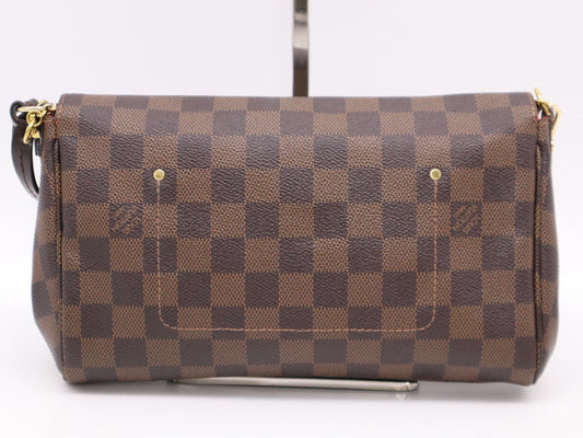 LOUIS VUITTON N41129 Damier Favorite MM Shoulder Bag with Shoulder Strap and Chain Strap