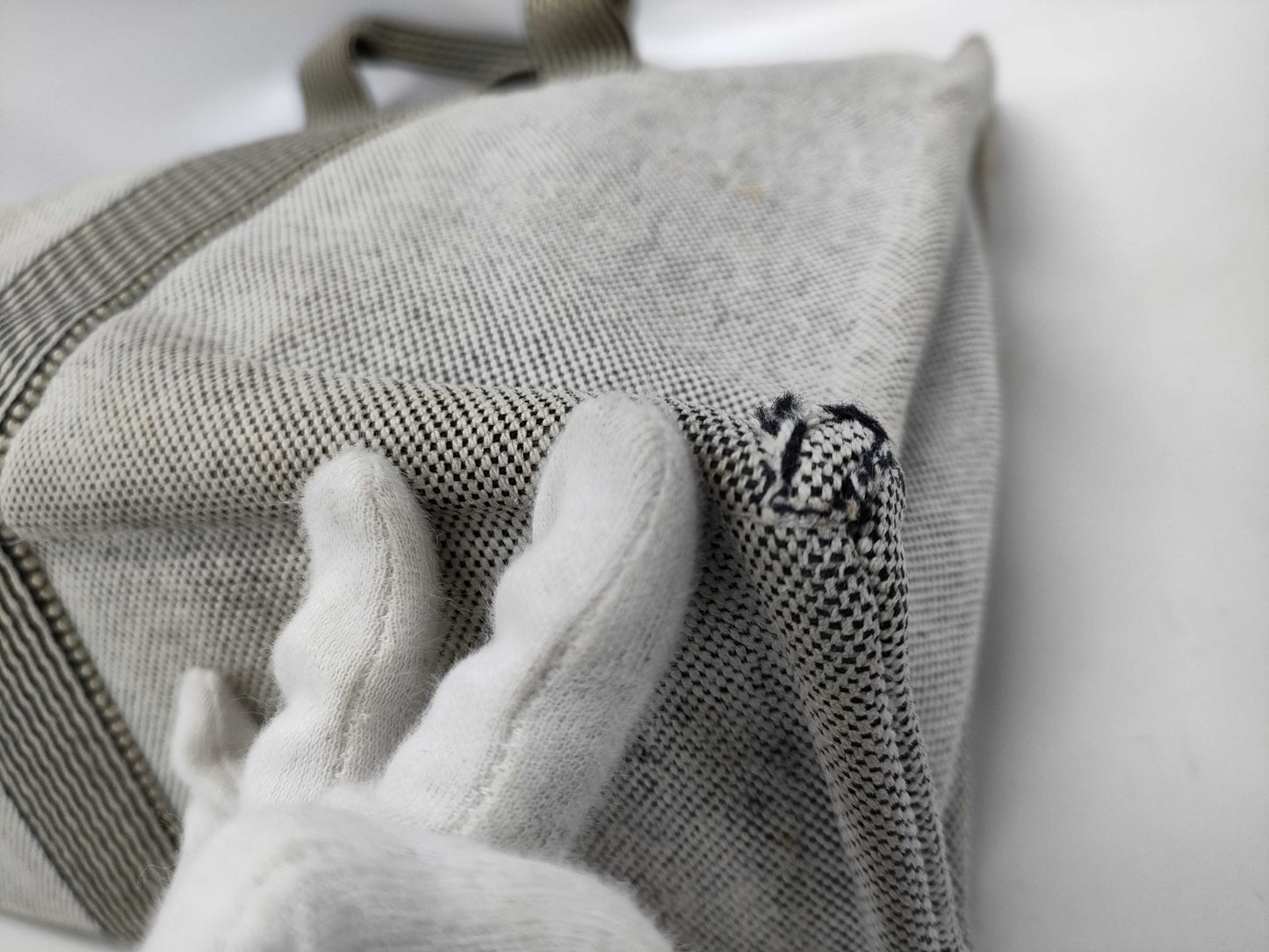 HERMES New Foule Tote Bag MM Canvas Gray Handbag