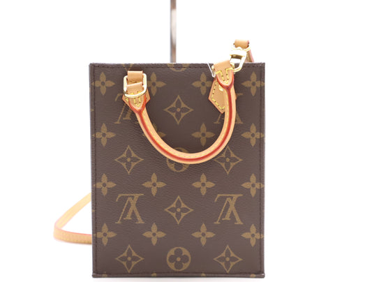 LOUIS VUITTON M81295 Monogram Petite Sac Plat Handbag, RFID Enabled, No Serial Tag, Dust Bag and Shoulder Strap Included