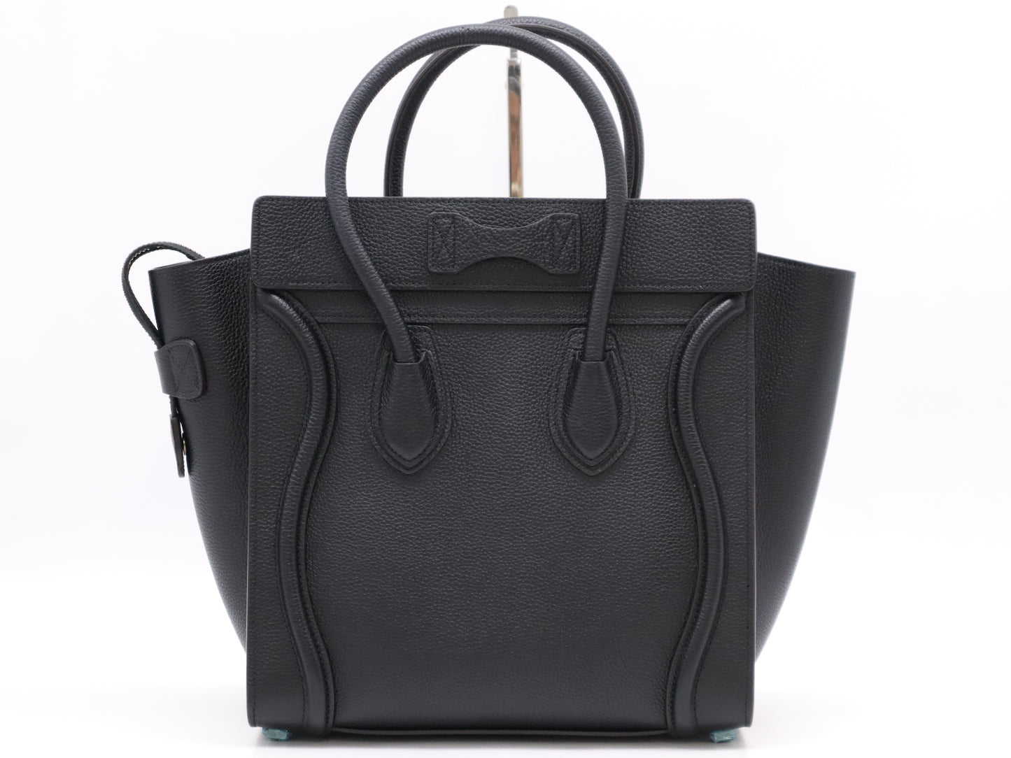 CELINE Leather Luggage Micro Shopper Black Tote Bag with Dust Bag