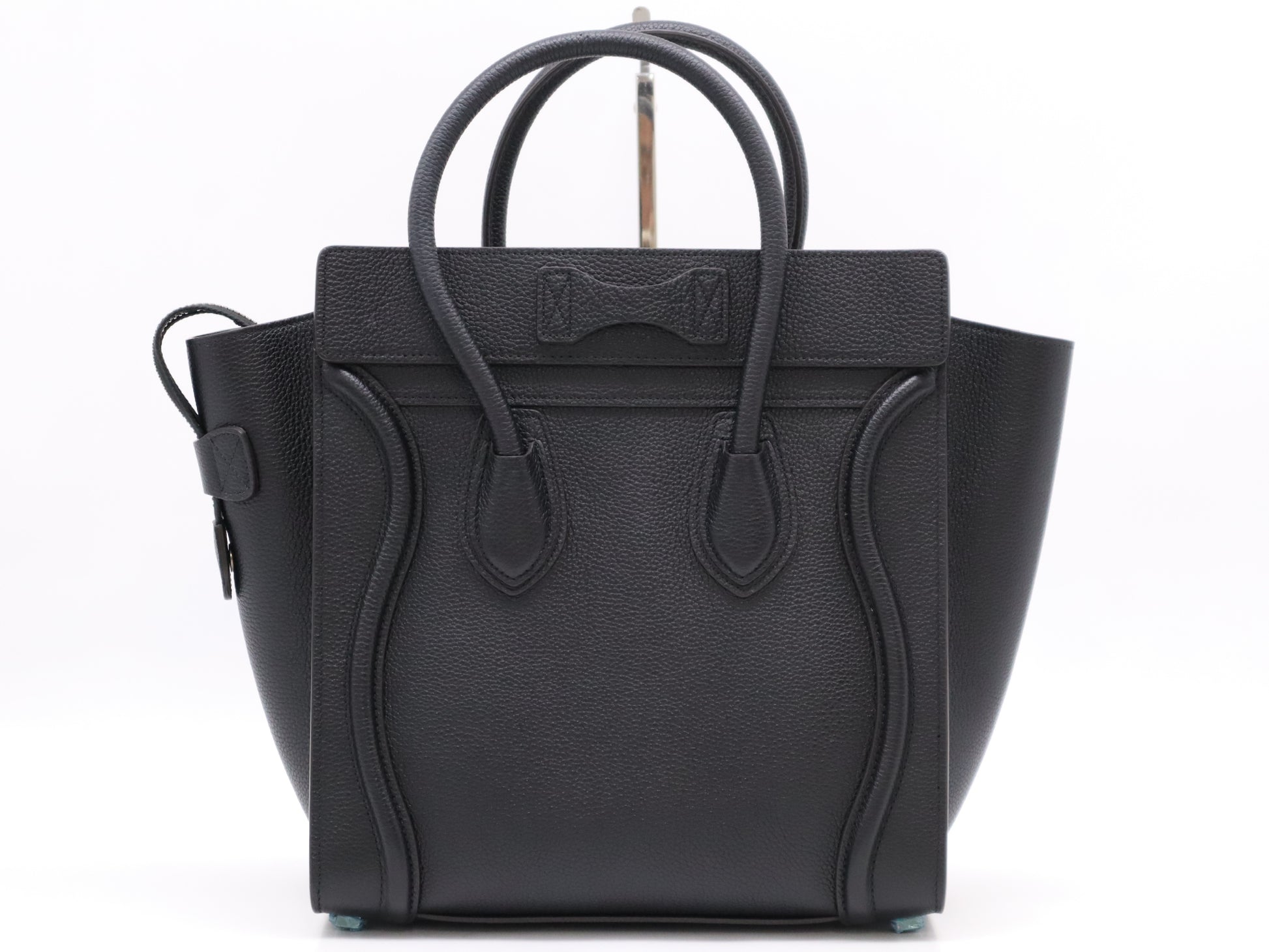 CELINE Leather Luggage Micro Shopper Black Tote Bag with Dust Bag