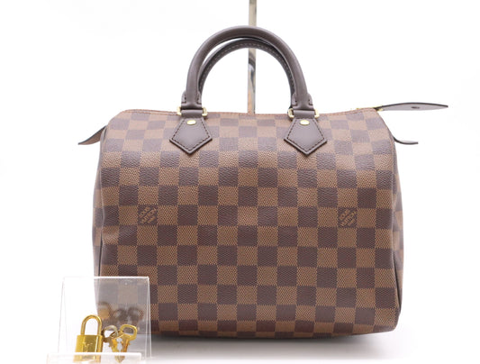 LOUIS VUITTON N41365 Damier Speedy 25 RFID Verified, No Serial Tag, Dust Bag, Padlock, and Two Keys Included