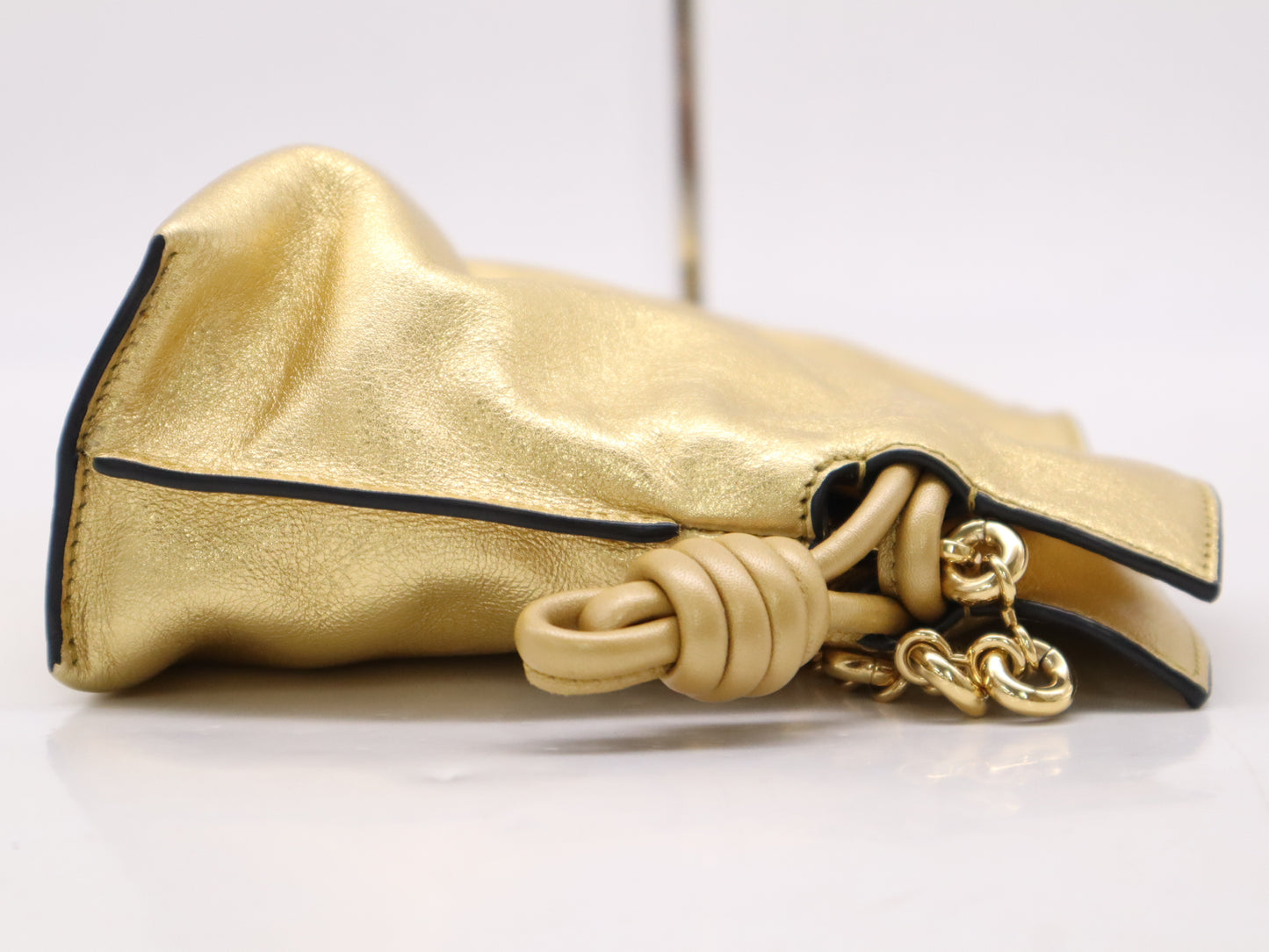 LOEWE A411FC2X62 Napa Calfskin Flamenco Clutch Mini Chain Shoulder Bag Gold