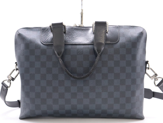 LOUIS VUITTON N42241 Damier Cobalt PDJ Porte Documenta Menjour Business Bag with Shoulder Strap
