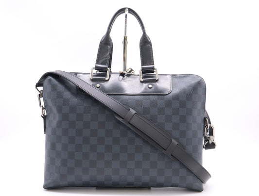 LOUIS VUITTON N42241 Damier Cobalt PDJ Porte Documenta Menjour Business Bag with Shoulder Strap