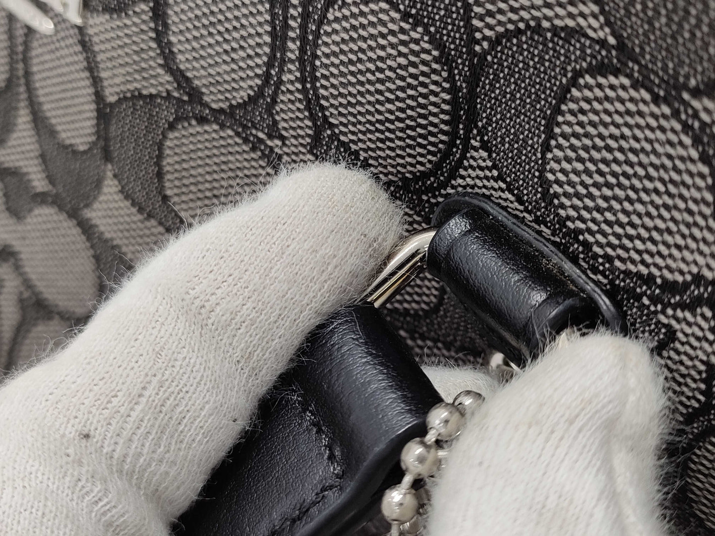 COACH F58282 Signature Tote Bag Canvas and Leather Gray Tote Bag