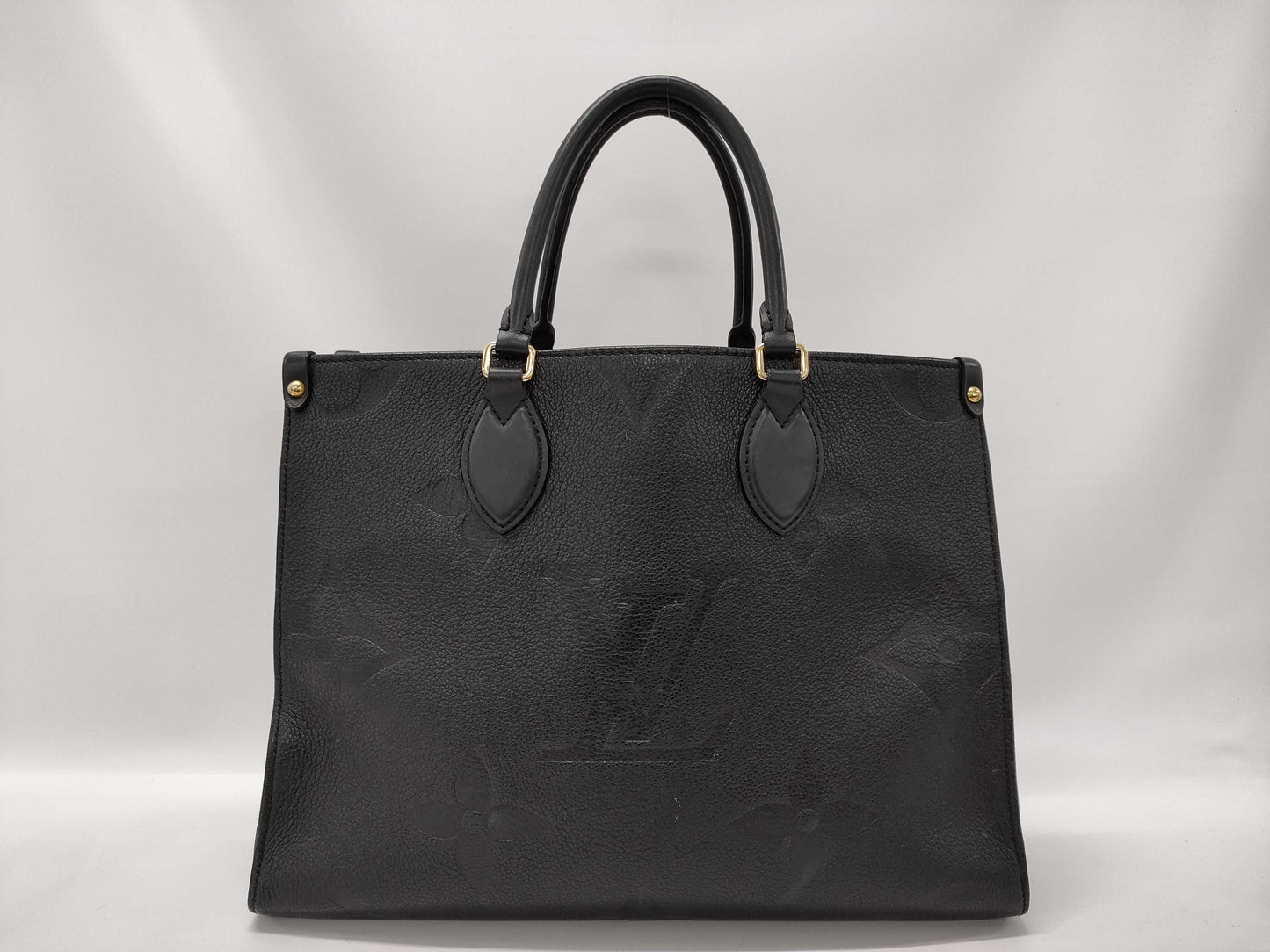 LOUIS VUITTON M45595 Monogram Empreinte On the Go MM Noir Tote Bag with RFID Reader