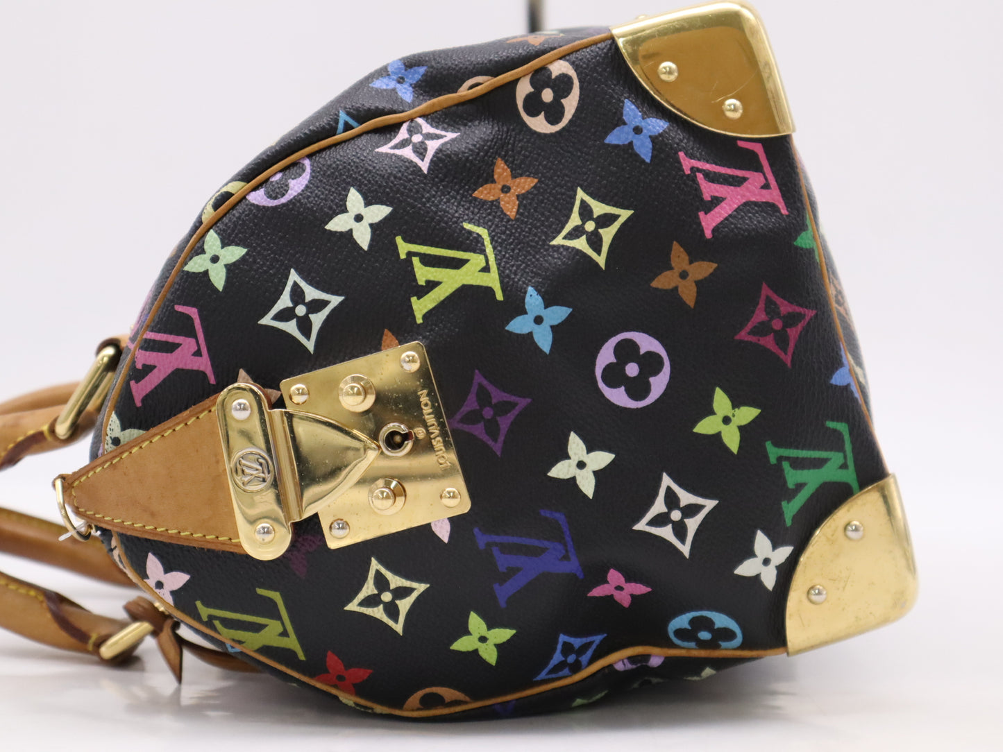 LOUIS VUITTON M92642 Multicolor Speedy 30 Noir Handbag with 2 Keys and Cloche