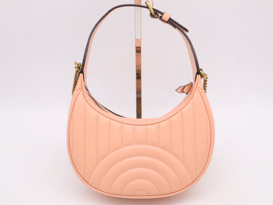 GUCCI 699514 GG Marmont Half Moon 2-way Handbag with Strap and Keychain