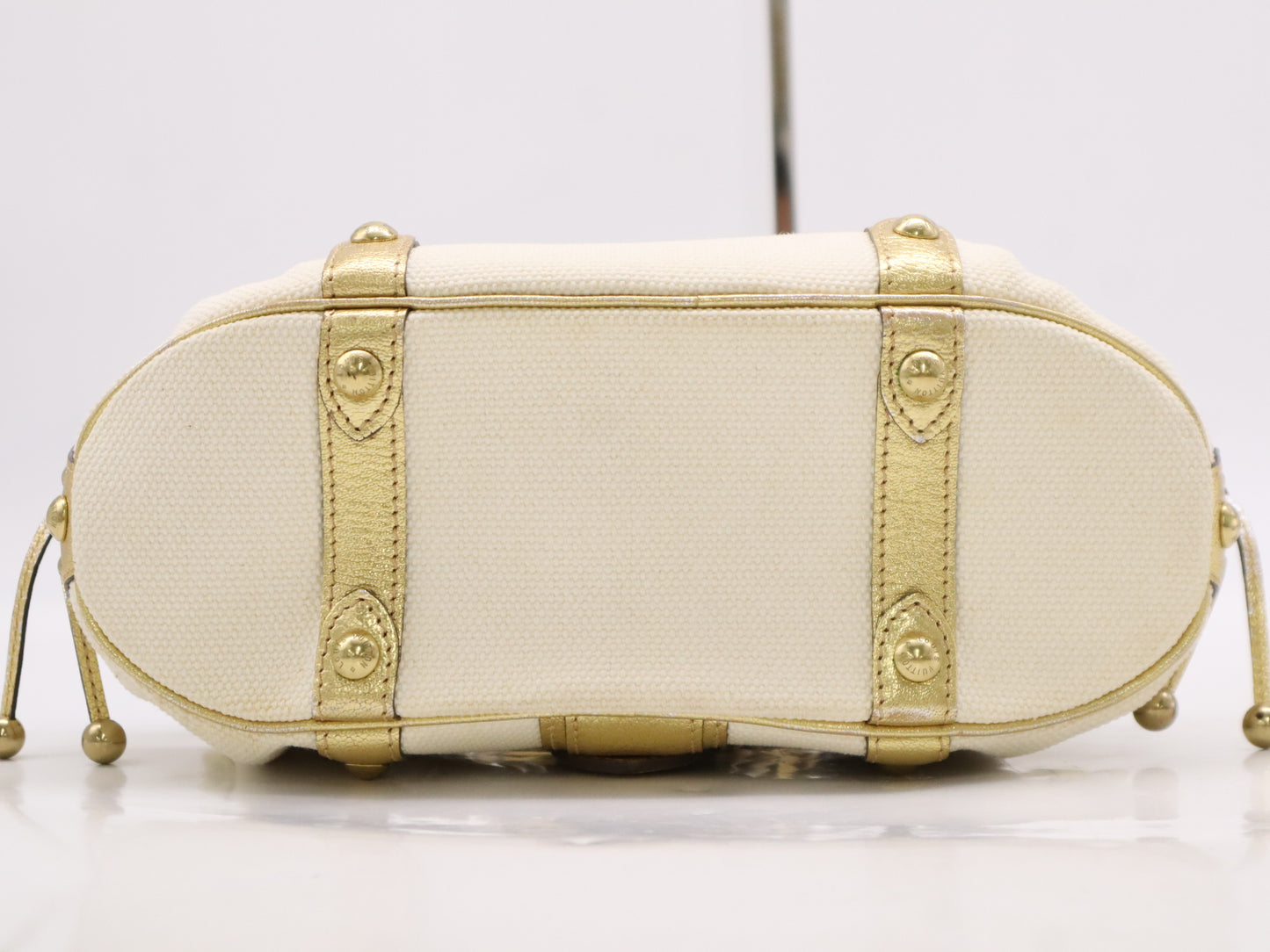 LOUIS VUITTON M92391 Canvas and Leather Teda GM Gold and Ivory Handbag