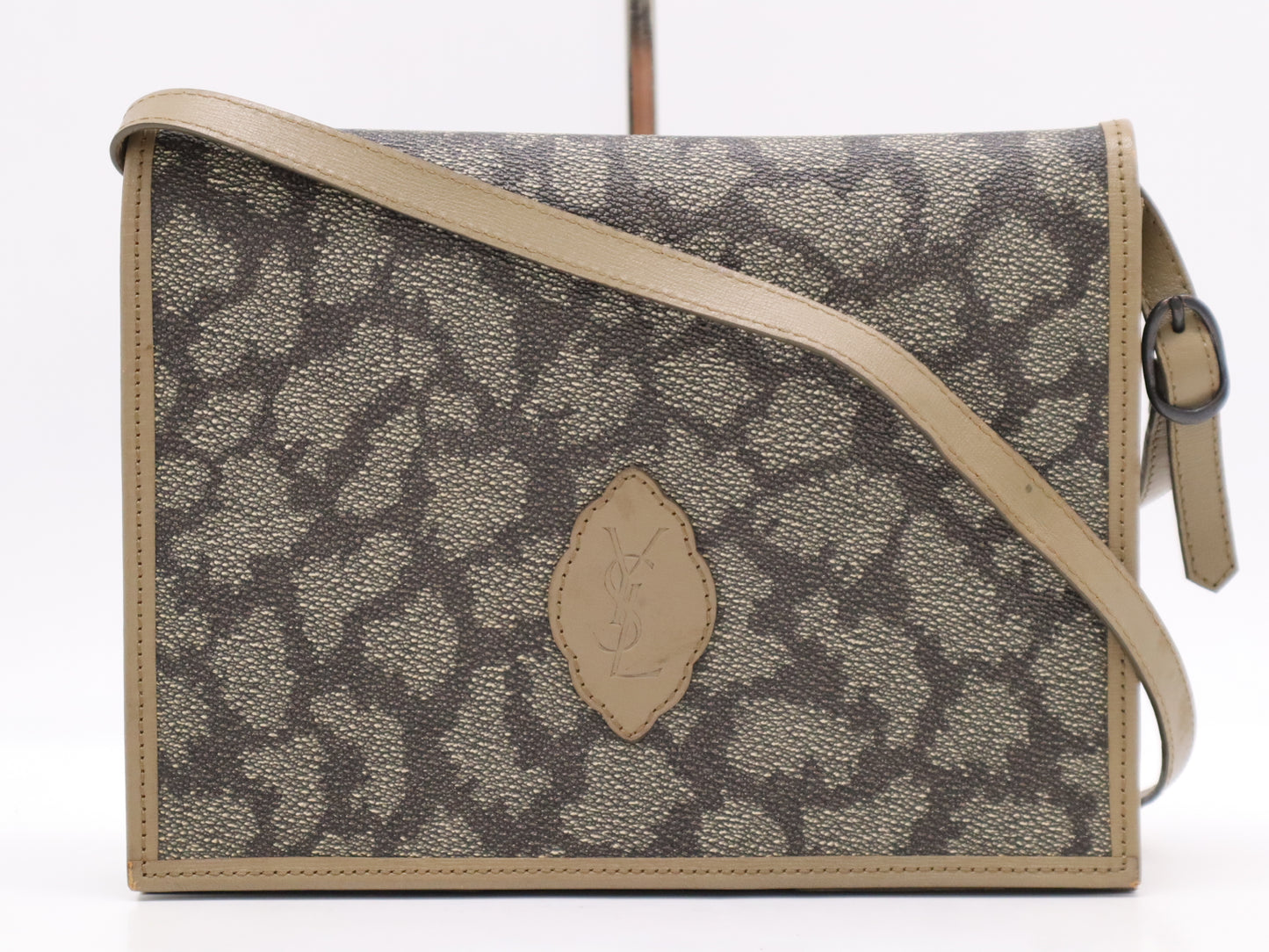 Yves Saint Laurent PVC Shoulder Bag Beige Gray Shoulder Bag