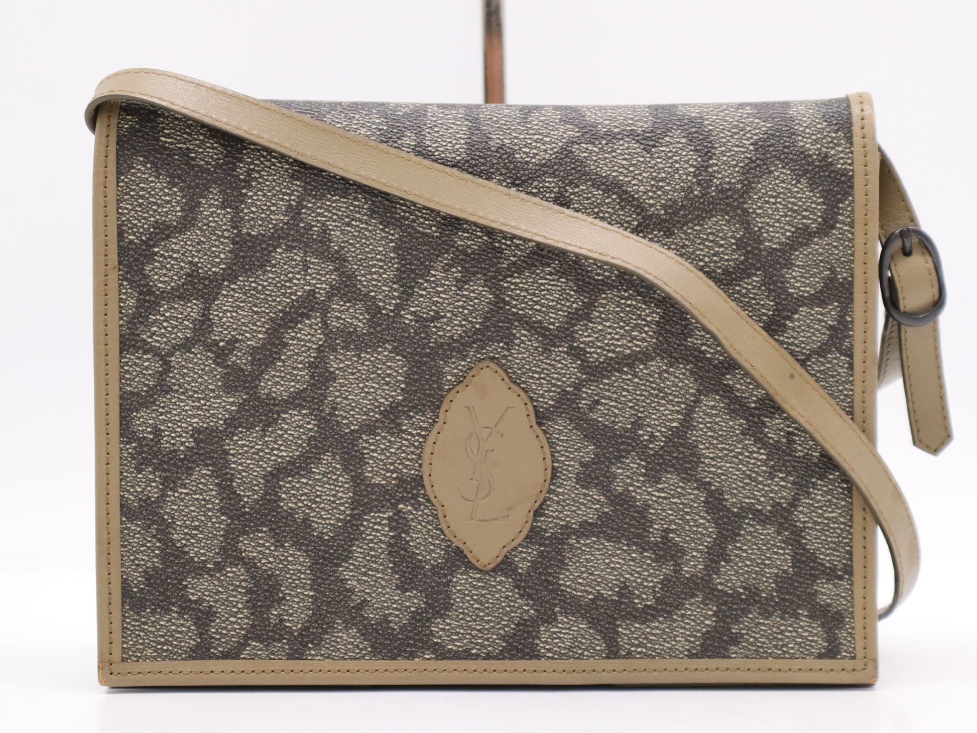 Yves Saint Laurent PVC Shoulder Bag Beige Gray Shoulder Bag