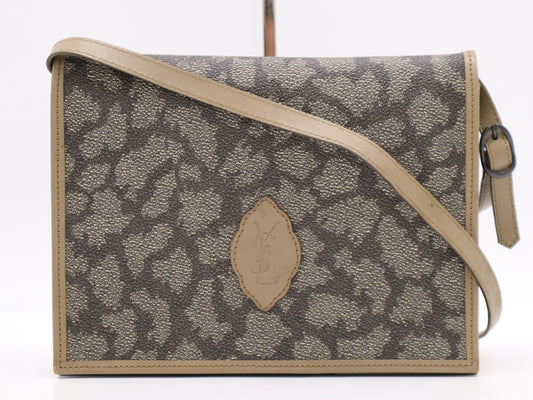 Yves Saint Laurent PVC Shoulder Bag Beige Gray Shoulder Bag