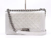 CHANEL Leather Boy Chanel Silver Perforated Seal 19133834 Shoulder Bag