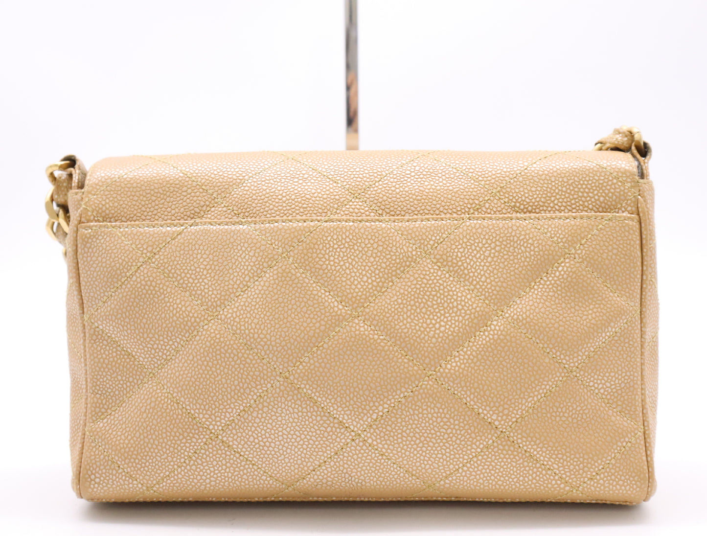 CHANEL Caviar Skin Matrasse 25 S Flap S Chain GD Fittings Beige Seal 6579638 Shoulder Bag