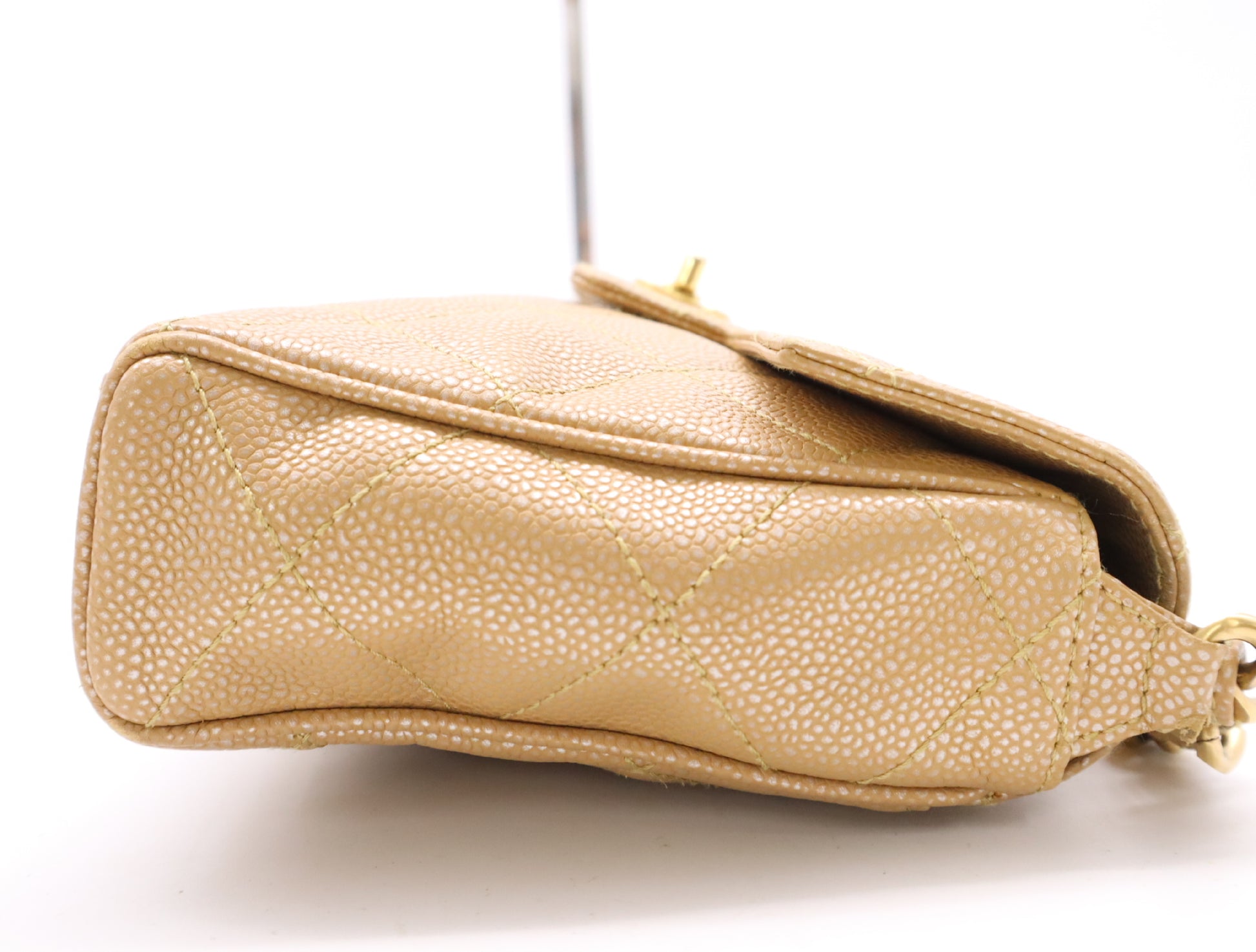 CHANEL Caviar Skin Matrasse 25 S Flap S Chain GD Fittings Beige Seal 6579638 Shoulder Bag
