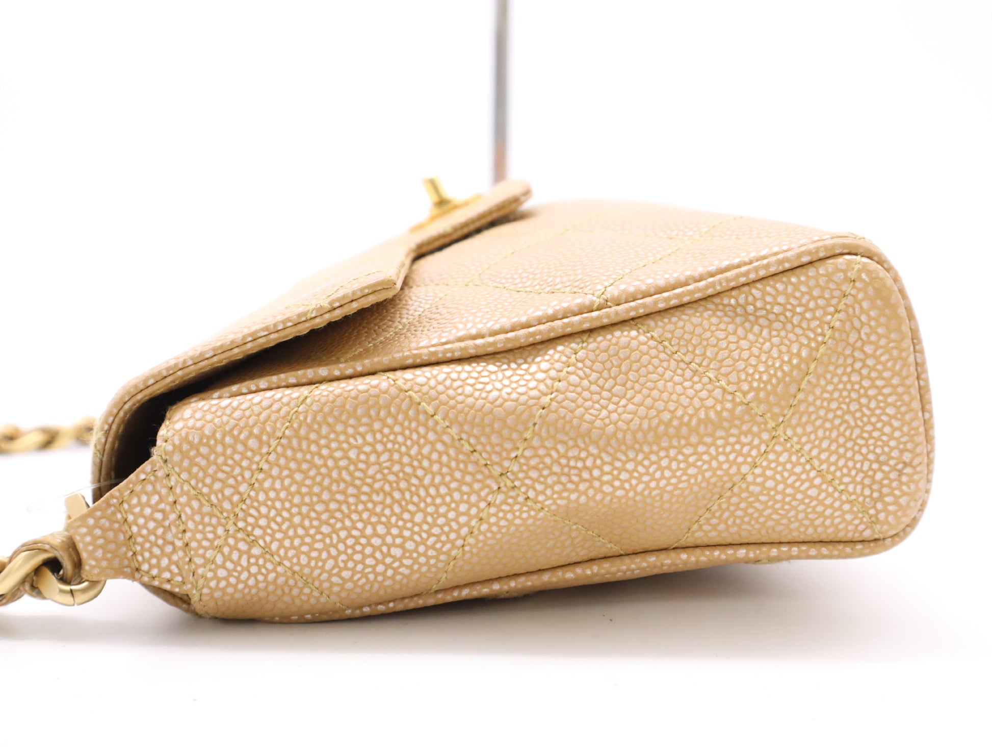 CHANEL Caviar Skin Matrasse 25 S Flap S Chain GD Fittings Beige Seal 6579638 Shoulder Bag