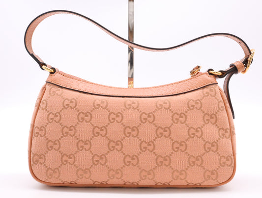 GUCCI 735145 GG Canvas x Leather Off-White Small Shoulder Bag with Dust Bag