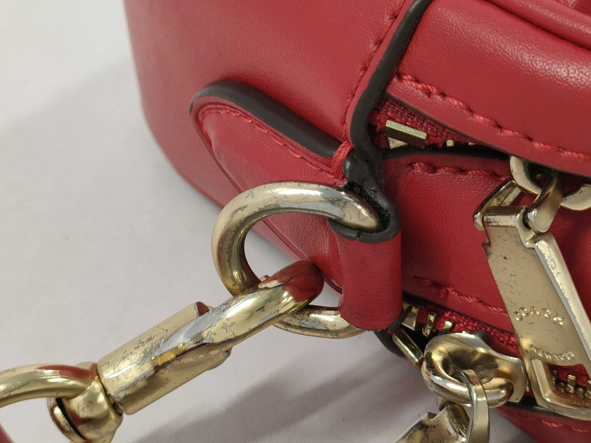 COACH F68168 Signature Shoulder Bag Leather Brown Red Shoulder Bag