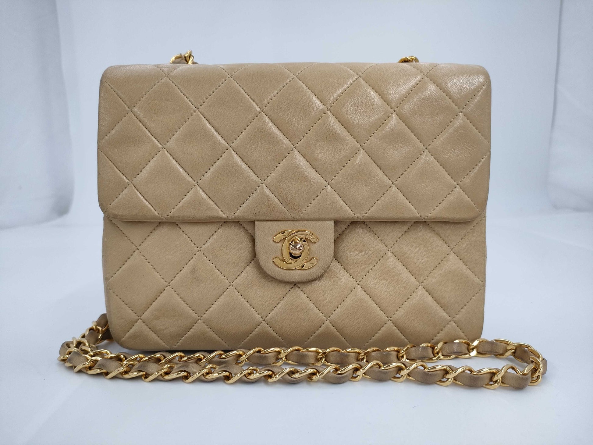 CHANEL Mini Matlassse Beige Shoulder Bag