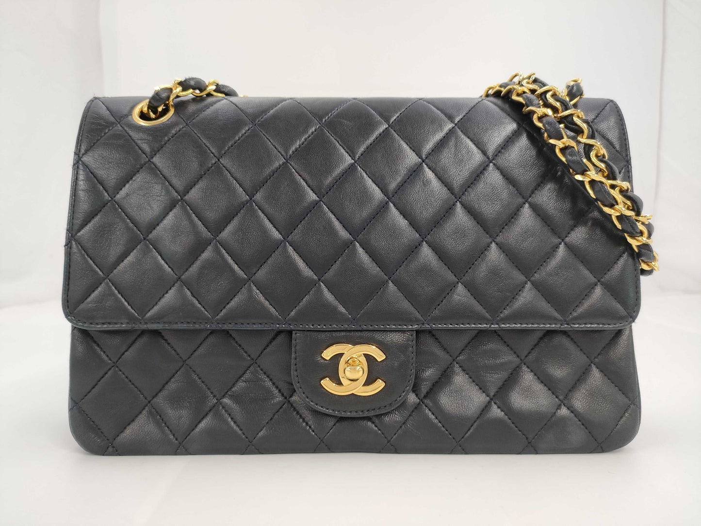 CHANEL W Flap Navy Shoulder Bag