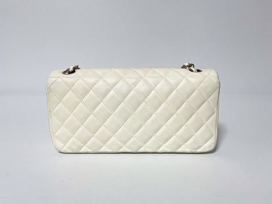 CHANEL Single Flap White Shoulder Bag